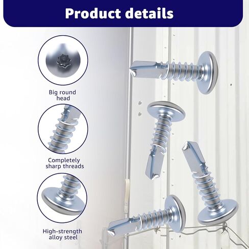 #10 x 3/4" Trailer Exterior Self Tapping Screws - Zinc Coated Truss Head Self Tapping Sheet Metal Screws - Compatible with Enclosed Trailers(200 Pack) in Kuwait