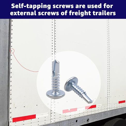 #10 x 3/4" Trailer Exterior Self Tapping Screws - Zinc Coated Truss Head Self Tapping Sheet Metal Screws - Compatible with Enclosed Trailers(200 Pack) in Kuwait