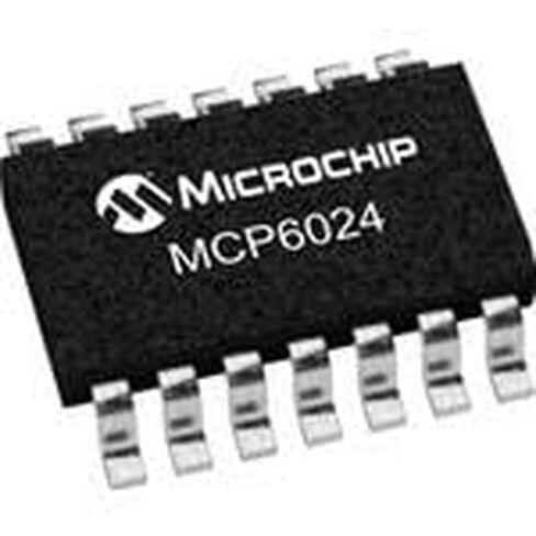 Microchip Technology, MCP6024-E/SL, Op Amp Quad GP R-R I/O 5.5V Automotive 14-Pin SOIC N Tube (57 Item/s) in Saudi Arabia