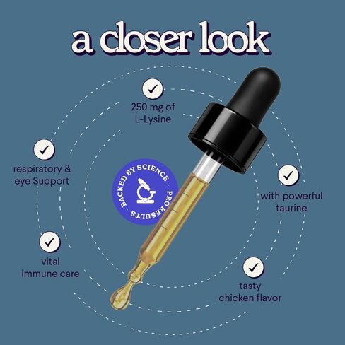 Premium L-Lysine Supplement for Cats – for Immune Support, Sneezing, Runny Nose, Watery Eyes & Nasal Health– 60ML Lysine for Feline Respiratory Support – Cat Lysine Drops with Taurine for Immunity in Kuwait