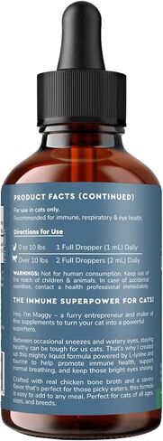 Premium L-Lysine Supplement for Cats – for Immune Support, Sneezing, Runny Nose, Watery Eyes & Nasal Health– 60ML Lysine for Feline Respiratory Support – Cat Lysine Drops with Taurine for Immunity in Kuwait