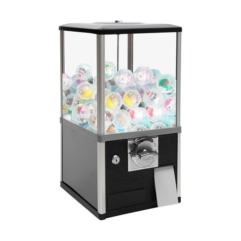 Commercial Candy Gumball Vending Machine, 2 25 Cent Coins Each Side, 1.77in Big Toy Capsule Vending Machine Dispenser, Coin Operated Gumball Bank for 25 Cent Coin Only (White) in Saudi Arabia