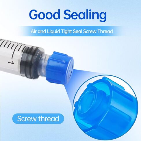 100 Pcs Syringe Tip Caps with Storage Box - Fits Luer Lock & Luer Slip Syringes Cap, Easy Dispensing for Feeding Tubes & Lab Use, Non-Sterile, Blue in Kuwait