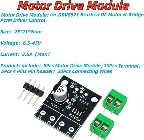 5Pcs DC Motor Drive Module Compatible with for DRV8871 6.5-45V 3.6A Max H-Bridge PWM Driver Module in Saudi Arabia