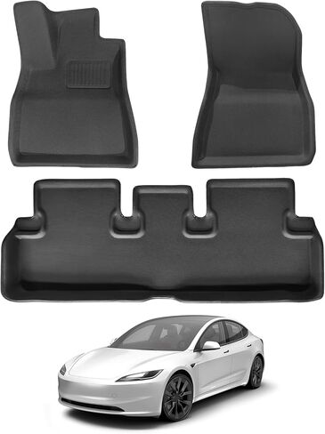 TPE Floor Mats for 2025 Tesla Model Y Juniper 5-Seats Car Accessories,1st&2rd All-Weather Row Floor Liner Sets,Durable Easy to Clean,Non-Stick Brakes and Throttle in Kuwait