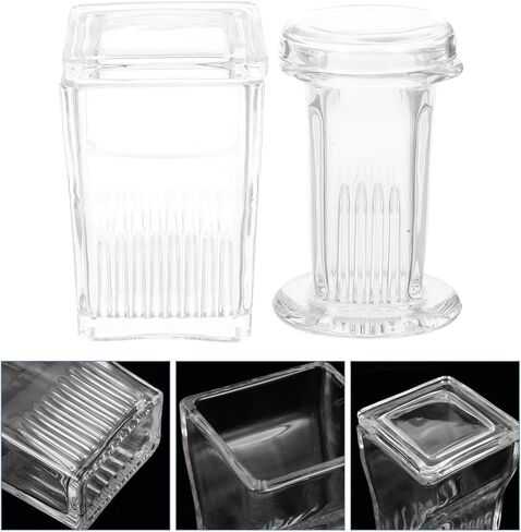 BESTYASH 2pcs Lab Glass Staining Jar with Glass Lid, Vertical Coplin Slide Staining Tank for 5 and 9 Microscope Slides, Laboratory Glassware for Scientific Experiments in Kuwait