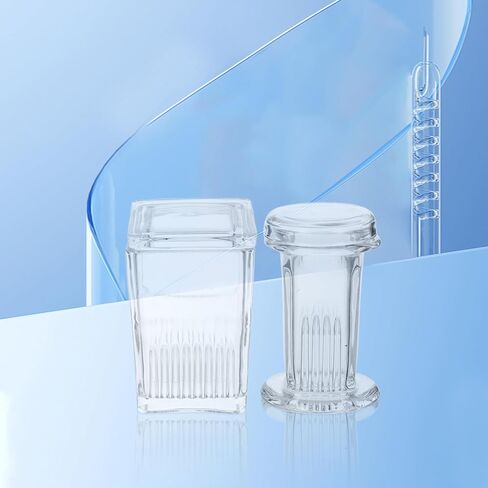 BESTYASH 2pcs Lab Glass Staining Jar with Glass Lid, Vertical Coplin Slide Staining Tank for 5 and 9 Microscope Slides, Laboratory Glassware for Scientific Experiments in Kuwait