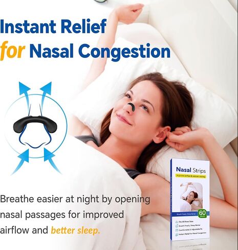 Nasal Strips for Snoring - Breathing Aid for Better Sleep & Snore Relief, Comfortable Nasal Dilator for Men & Women(60 Pieces) in Saudi Arabia
