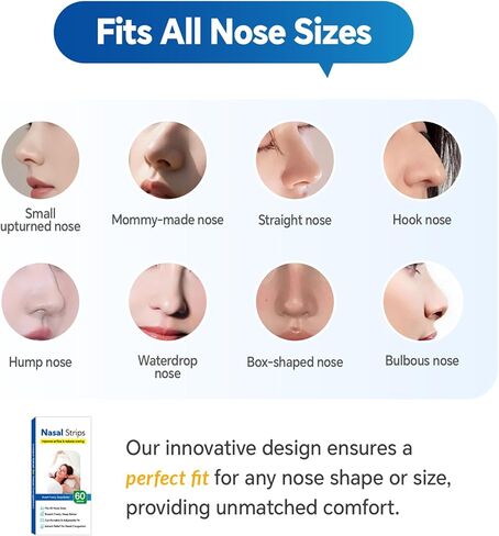 Nasal Strips for Snoring - Breathing Aid for Better Sleep & Snore Relief, Comfortable Nasal Dilator for Men & Women(60 Pieces) in Saudi Arabia