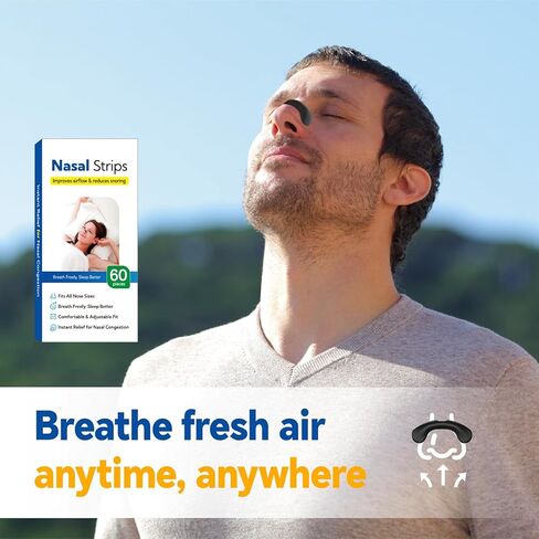 Nasal Strips for Snoring - Breathing Aid for Better Sleep & Snore Relief, Comfortable Nasal Dilator for Men & Women(60 Pieces) in Saudi Arabia