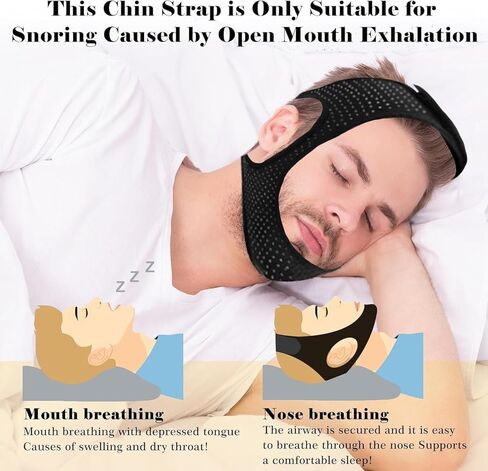 Sleep Apnea Devices丨Comfortable Chin Strap for Sleeping - Improve Sleep Quality, Simple & Adjustable Design for Men and Women Black -AAA in Saudi Arabia