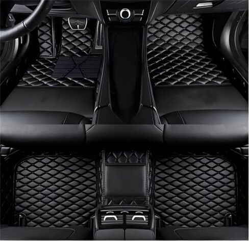 حصيرة أرضية من Ovinix الجلدية لعام 2019-2023 Hyundai Santa Fe- مصممة خصيصًا ، كل الأحوال الجوية ، من السهل تنظيف الحماية الداخلية المتميزة (أسود) in Saudi Arabia