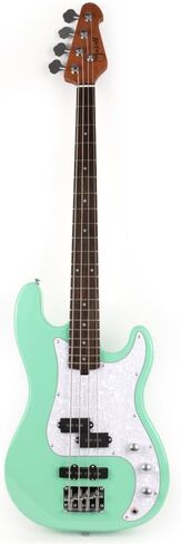 Fojill Cool Shape Full Size Standard Electric Bass Guitar Four 4 String Right Hand Handed Basswood Body European Maple Neck Genuine Rosewood Fretboard Fingerboard with Gig Bag Strap Cable(FCB-60BK) in Kuwait