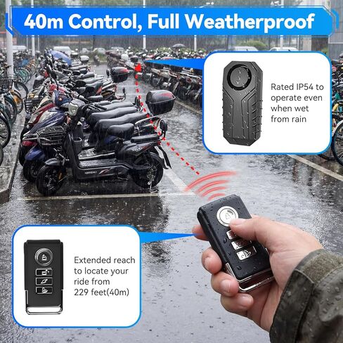 Bike U Lock with 113dB Alarm System, Heavy Duty Bike Lock with 4ft Security Cable & 17mm Shackle Bicycle Lock Mounting Bracket 3 Keys, IP65 Waterproof Anti-Theft U Lock for Electric Bikes, Scooter in Kuwait