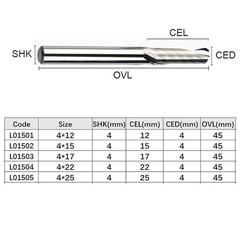 Vsharp 4 مم عرقوب 1 قاطعة الطحن الناي لتلميع الألومنيوم التنغستن الصلب CNC أداة النقش نهاية مطحنة القاطع للألمنيوم (4x17x45) in Saudi Arabia