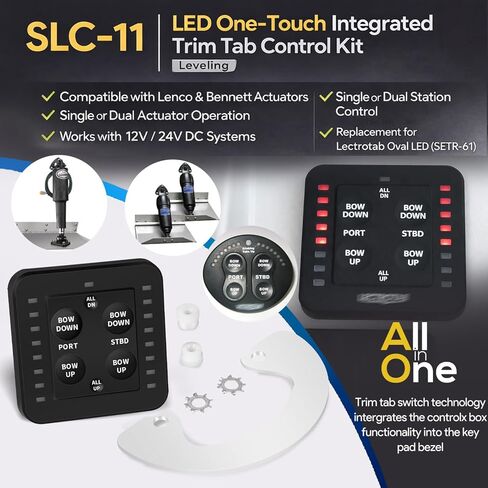 مجموعة التحكم في علامات تبويب التسوية SLC-11 LED بلمسة واحدة - بديل للتحكم البيضاوي Lectrotab SETR-61، متوافق مع مشغلات Lenco & Bennett 12V/24V، معالج دقيق متكامل، لا يتطلب صندوق أسود in Saudi Arabia