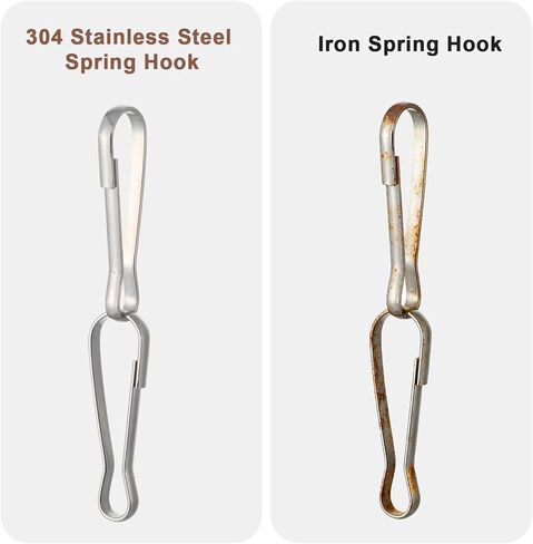 Metal Spring Hooks, 12 Pcs Durable Stainless Steel Spring Hooks Buckles for Flags Replacement Halyard Hanging Clips, Flag Clips for Flagpole, Bird Feeders, Keychain, Backpack, Camping Accessories in Kuwait