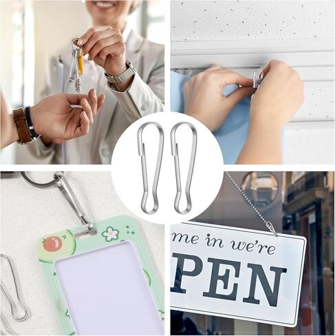 Metal Spring Hooks, 12 Pcs Durable Stainless Steel Spring Hooks Buckles for Flags Replacement Halyard Hanging Clips, Flag Clips for Flagpole, Bird Feeders, Keychain, Backpack, Camping Accessories in Kuwait