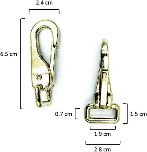خطاف زنبركي شديد التحمل مطلي بالنيكل 3/4 بوصة 0.75 بوصة 19 مم خطاف مشبك مربع للعين قوي ومتين لخيول الخيول، زمام ثابت، رسن مطلي بالنيكل، عين مربعة ذهبية in Kuwait