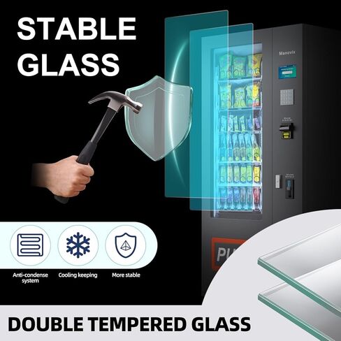 مانوفيكس آلة بيع المشروبات الخفيفة والوجبات الخفيفة المبردة للأعمال، 36 فتحة للوجبات الخفيفة والمشروبات آلة بيع تجارية متينة آلة بيع الصودا الباردة مع متقبل الفاتورة والعملة المعدنية in Kuwait