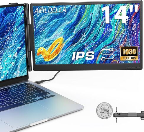 14 '' Triple Lable Screen Screen Extender ، 1080p FHD Swate Dual Monitor for Laptop USB C HDMI ، موسع جهاز الكمبيوتر المحمول للتشغيل للمشاهدة الثلاثي لنظام التشغيل Mac/Windows ، FIT 13 "-17.3" أجهزة الكمبيوتر المحمولة المحمولة in Kuwait
