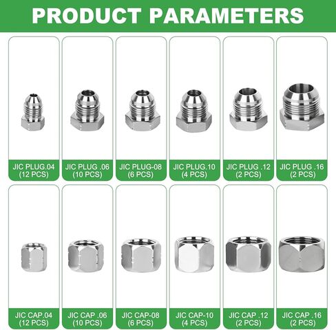 طقم قابس وغطاء 72 قطعة JIC 37 درجة، تركيبات خرطوم هيدروليكي بخيوط مضيئة، مجموعة تركيب أنابيب من الصلب الكربوني، طقم مقابس وأغطية هيدروليكية بخيوط دقيقة، مقاس 4 6 8 10 12 16 in Kuwait
