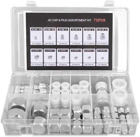 طقم قابس وغطاء 72 قطعة JIC 37 درجة، تركيبات خرطوم هيدروليكي بخيوط مضيئة، مجموعة تركيب أنابيب من الصلب الكربوني، طقم مقابس وأغطية هيدروليكية بخيوط دقيقة، مقاس 4 6 8 10 12 16 in Kuwait