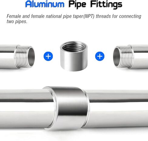 3/4 "NPT اقتران كامل ملولب من الألومنيوم 6061-T جدول 40 تركيب الأنابيب، تركيب محول موصل مقرنة الأنابيب الأنثوية، معيار ANSI/ASME B1.20.1، لتطبيقات الهواء والماء والغاز والنفط in Kuwait