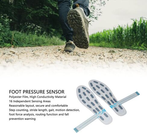 1 Pair Thin Film Foot Pressure Sensor, Accuracy 16 Sensing 0.5-10kg Smart Insole Sensor for Step Counting Stride Length Analysis Gait Motion Monitoring in Saudi Arabia