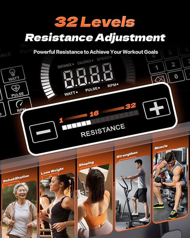GYMOST Elliptical Machine, Elliptical Exercise Machine for Home with Hyper-Quiet Magnetic Drive System, Elliptical Trainer with 32 Resistance Levels, Large LED Monitor in Saudi Arabia