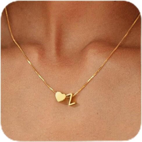 قلادة أولية للذهبية للنساء للنساء ، حرف مقعد من الذهب مقاس 18 ألف قلادة أولية قلادة قلب أولية لنساء للنساء هدايا فتاة في سن المراهقة in Kuwait