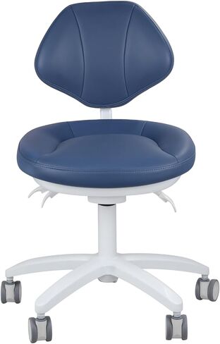 Adjustable Chair Dentist Doctor's Stool with Backrest Micro Fiber Leather (Blue) PLST-070 in Kuwait
