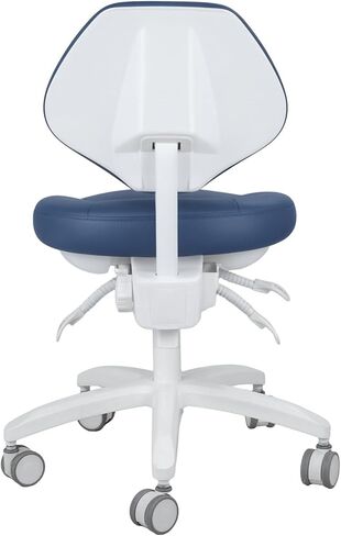 Adjustable Chair Dentist Doctor's Stool with Backrest Micro Fiber Leather (Blue) PLST-070 in Kuwait