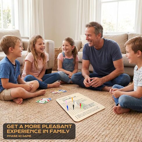 Wooden Phase 10 Score Board with Round Tracker – Reusable Score Keeper for Phase 10 Card Game, Family Game Night, Travel & Parties – Includes 8 Colored Pegs in Kuwait