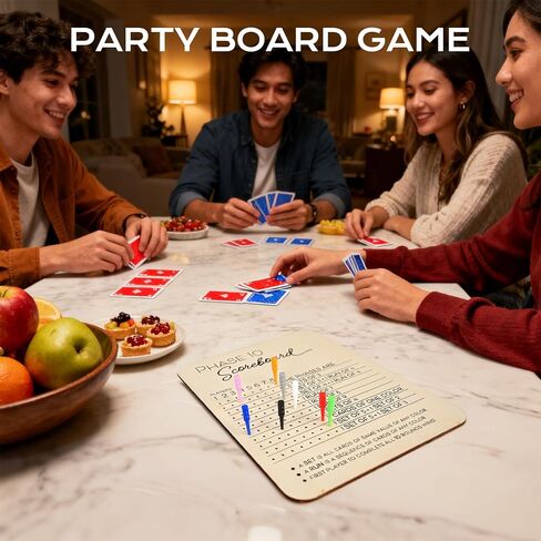 Wooden Phase 10 Score Board with Round Tracker – Reusable Score Keeper for Phase 10 Card Game, Family Game Night, Travel & Parties – Includes 8 Colored Pegs in Kuwait