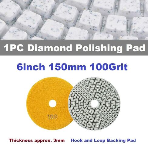 Diamond Polishing Pad, 6 inch 150 mm 100 Grit Sanding Discs for Grinder & Polisher, Hook and Loop Backing Pad for Grinding Buffing Granite Marble Concrete Stone (1 Piece) in Saudi Arabia