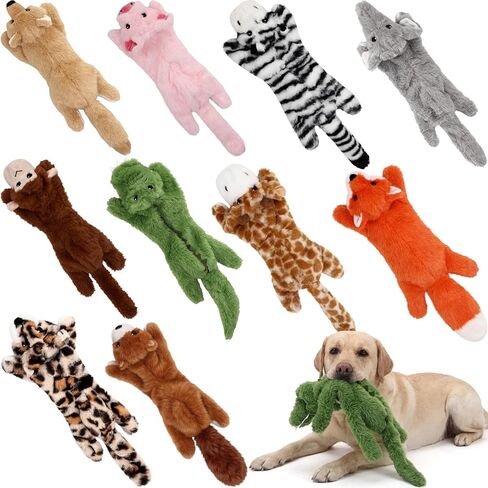 SRATTE 10 PCS SOFT DOG DOCEEKY TOYS NO حشو لعبة الكلب الكلب للمضغات العدوانية عدوانية أفخم الزنجة جرو صرير مضغات للحيوانات الأليفة الصغيرة المتوسطة ، 10 أنماط (نمط متنوع) in Kuwait