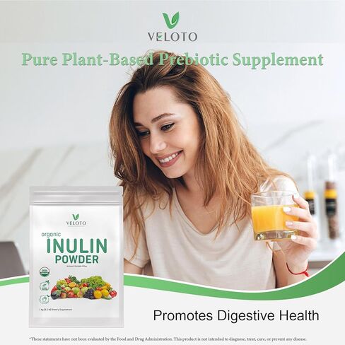 Organic Inulin Powder – Prebiotic Fiber Supplement for Smoothies & Drinks, 2.2 lb, Flavorless, Water Soluble, Vegan & Non-GMO in Saudi Arabia