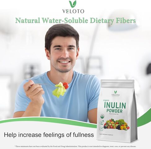 Organic Inulin Powder – Prebiotic Fiber Supplement for Smoothies & Drinks, 2.2 lb, Flavorless, Water Soluble, Vegan & Non-GMO in Saudi Arabia