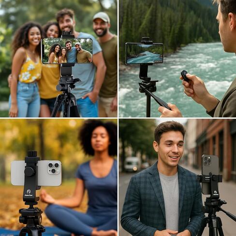 unimount 360 iPhone Tripod Mount Adapter - يناسب أي هاتف ذكي - يتضمن مصراع Bluetooth عن بُعد - حامل هاتف عالمي لـ Tripod in Kuwait