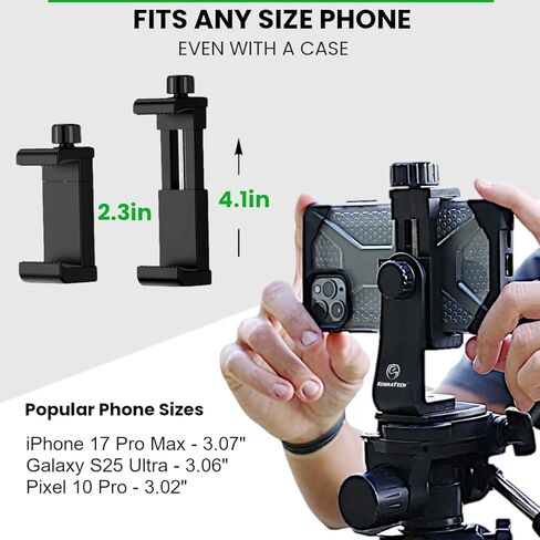 unimount 360 iPhone Tripod Mount Adapter - يناسب أي هاتف ذكي - يتضمن مصراع Bluetooth عن بُعد - حامل هاتف عالمي لـ Tripod in Kuwait