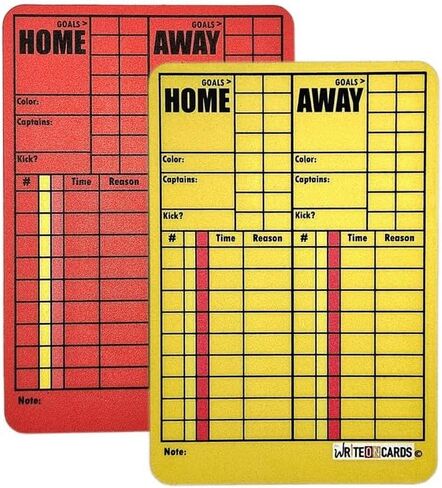 WRITEonCARDS بطاقات حكم قابلة لإعادة الكتابة لكرة القدم، مجموعة بطاقات قياسية حمراء وصفراء in Kuwait