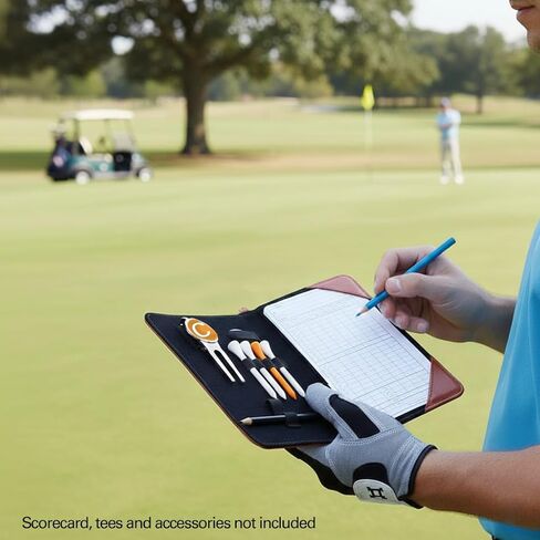Golf Scorecard Holder Yardage Book with Divot Tool Holder, Ball Marker Holder, Pencil Holder in Kuwait