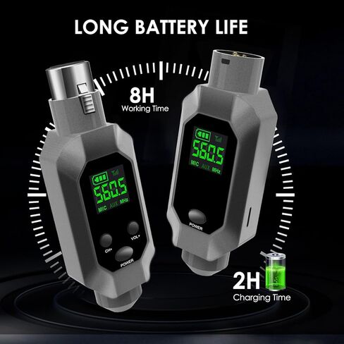 Wireless XLR Transmitter & Receiver - UHF Wireless Microphone System for 8H Battery, 164ft Range, Wireless Mic Adapter for Condenser/Dynamic Mics, PA System, Mixers, Guitar in Kuwait