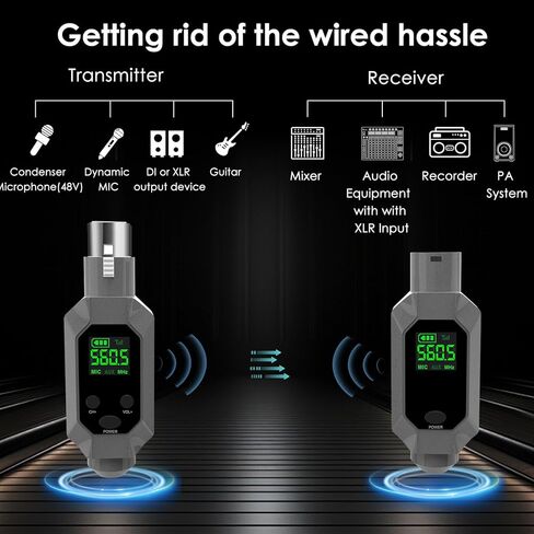 Wireless XLR Transmitter & Receiver - UHF Wireless Microphone System for 8H Battery, 164ft Range, Wireless Mic Adapter for Condenser/Dynamic Mics, PA System, Mixers, Guitar in Kuwait