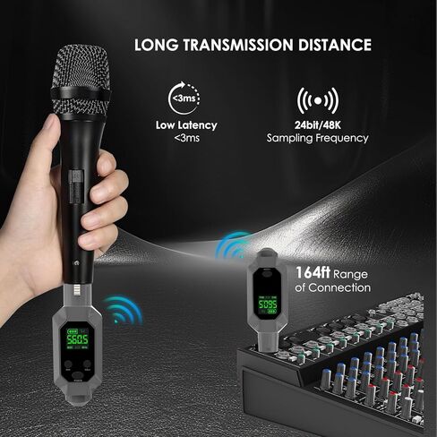 Wireless XLR Transmitter & Receiver - UHF Wireless Microphone System for 8H Battery, 164ft Range, Wireless Mic Adapter for Condenser/Dynamic Mics, PA System, Mixers, Guitar in Kuwait