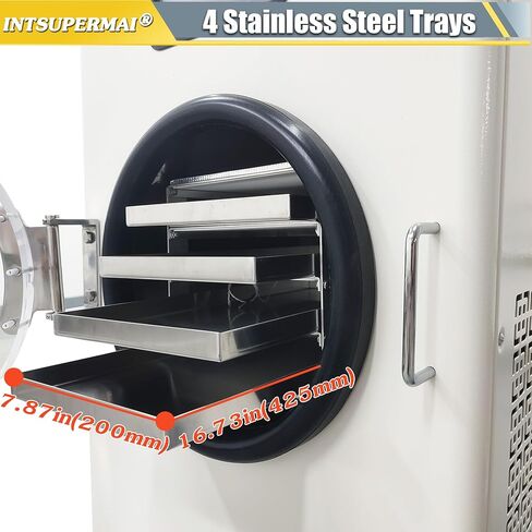 INTSUPERMAI Scientific Freeze Dryer Home Lab Vacuum Freeze Dryer with Vacuum Pump 11lb/batch Processing Capacity 4 Trays -25-+60℃ Drying Temperature Sublimation Drying Machine for Food in Saudi Arabia