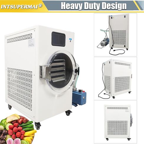 INTSUPERMAI Scientific Freeze Dryer Home Lab Vacuum Freeze Dryer with Vacuum Pump 11lb/batch Processing Capacity 4 Trays -25-+60℃ Drying Temperature Sublimation Drying Machine for Food in Saudi Arabia