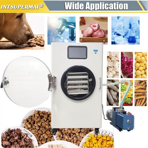 INTSUPERMAI Scientific Freeze Dryer Home Lab Vacuum Freeze Dryer with Vacuum Pump 11lb/batch Processing Capacity 4 Trays -25-+60℃ Drying Temperature Sublimation Drying Machine for Food in Saudi Arabia