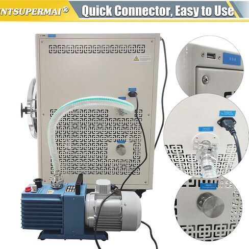 INTSUPERMAI Scientific Freeze Dryer Home Lab Vacuum Freeze Dryer with Vacuum Pump 11lb/batch Processing Capacity 4 Trays -25-+60℃ Drying Temperature Sublimation Drying Machine for Food in Saudi Arabia